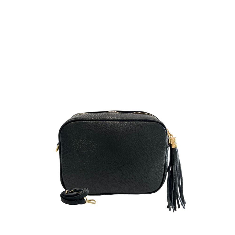 Crossbody Handbag by Baldinini Trend for women in cowhide black & gold features a transformative elegance silhouette, showcasing a secure zipper, organized built-in-compartments, and versatile crossbody-strap, shoulder-strap & adjustable-strap for a transformative elegance look.