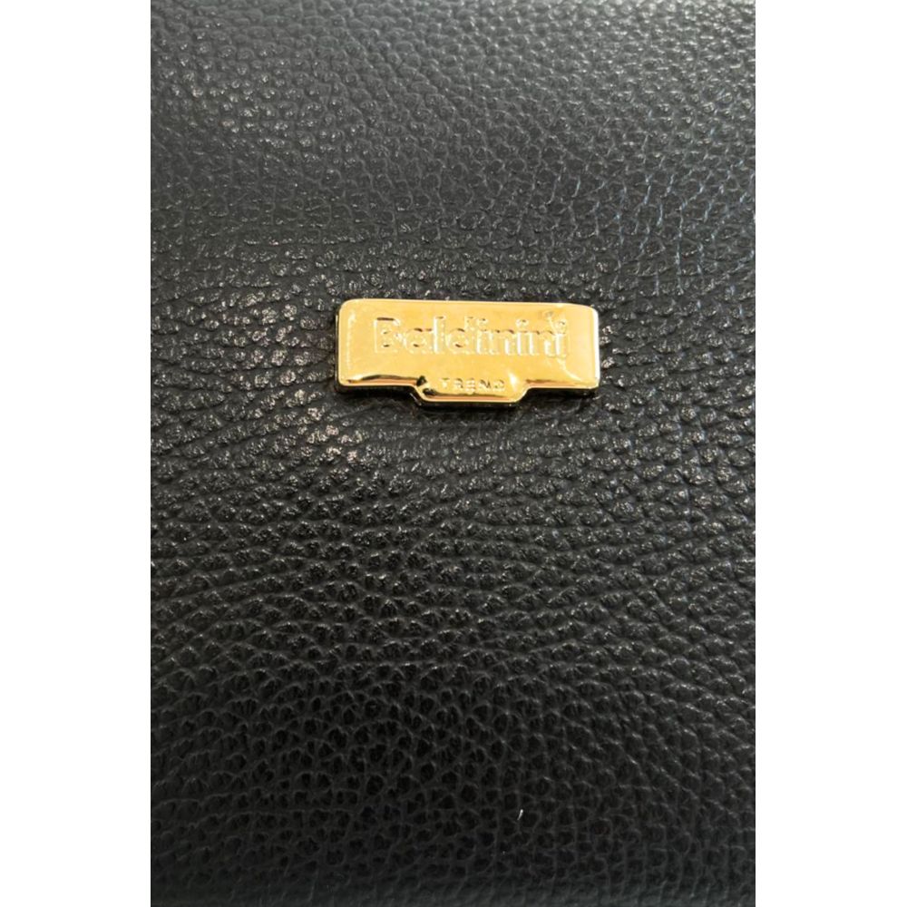 Crossbody Handbag by Baldinini Trend for women in cowhide black & gold features a versatile chic silhouette, meticulously detailed with a secure zipper, ample built-in-compartments, and versatile crossbody-strap, shoulder-strap & adjustable-strap.