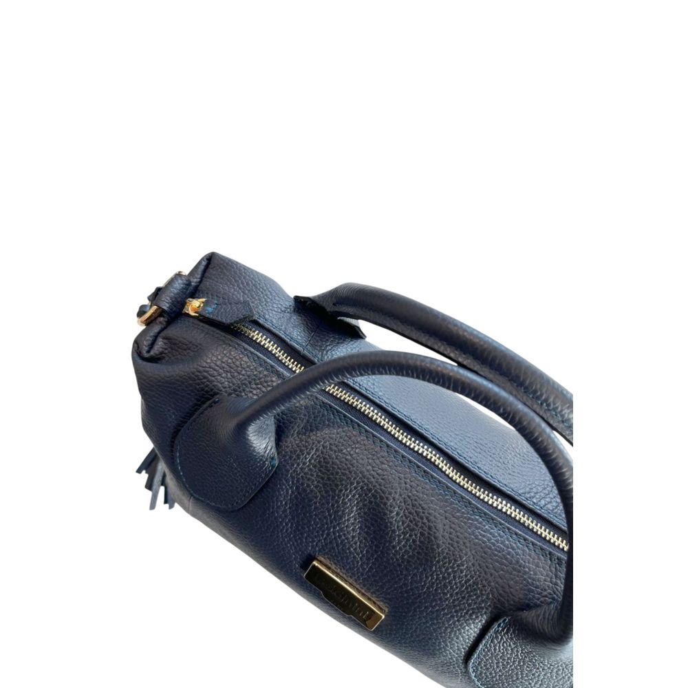 Shoulder Bag by Baldinini Trend for women in cowhide blue & gold features a effortless chic silhouette with a secure zipper, ample built-in-compartments, and versatile shoulder-strap & adjustable-strap for a effortless chic finish.