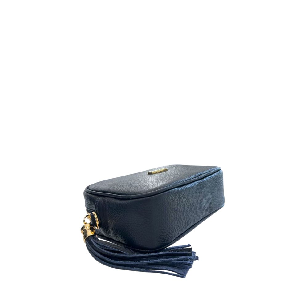 Crossbody Handbag by Baldinini Trend for women in cowhide blue & gold features a transformative sophistication silhouette, showcasing a secure zipper, ample built-in-compartments, and versatile crossbody-strap, shoulder-strap & adjustable-strap for a transformative sophistication look.