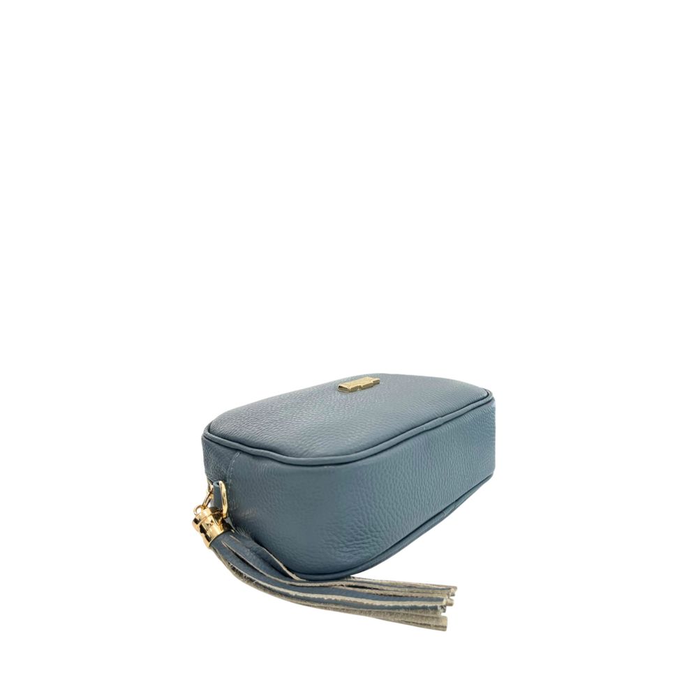 Crossbody Handbag by Baldinini Trend for women in cowhide blue & gold features a versatile chic silhouette, meticulously detailed with a secure zipper, ample built-in-compartments, and versatile crossbody-strap, shoulder-strap & adjustable-strap.