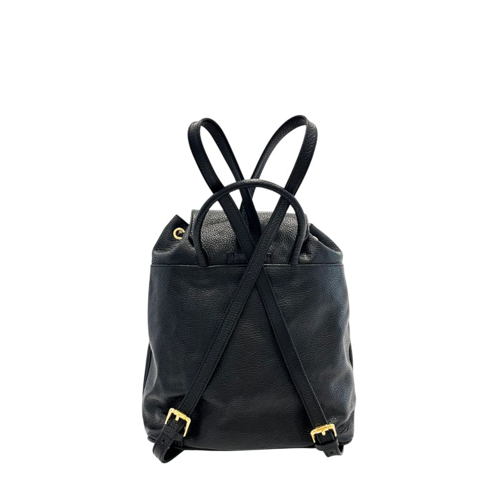 Drawstring Flap Backpack by Baldinini Trend for women in cowhide black & gold features a architectural Cowhide Drawstring Flap Backpack design with a secure flap, drawstring, magnetic & button, ample built-in-compartments, and versatile backpack-strap & adjustable-strap for a architectural finish.