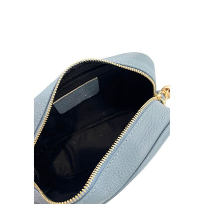Crossbody Handbag by Baldinini Trend for women in cowhide blue & gold features a multifaceted silhouette, showcasing a secure zipper and multifaceted built-in-compartments with versatile crossbody-strap, shoulder-strap & adjustable-strap for multifaceted style.