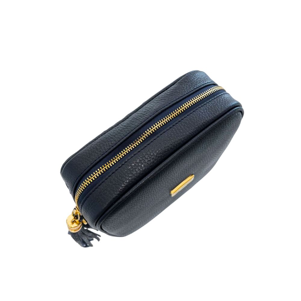 Crossbody Handbag by Baldinini Trend for women in cowhide blue & gold showcases a versatile sophistication silhouette, featuring a secure zipper, versatile sophistication built-in-compartments, and versatile crossbody-strap, shoulder-strap & adjustable-strap for a versatile sophistication finish.