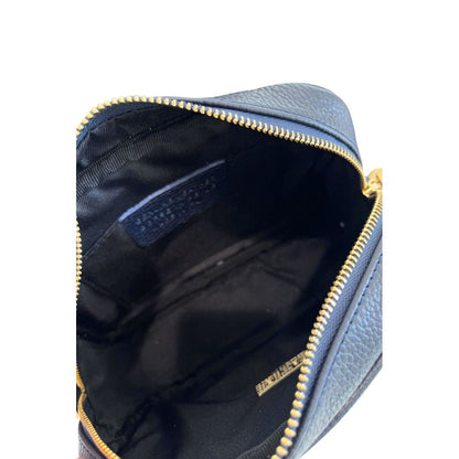 Crossbody Handbag by Baldinini Trend for women in cowhide blue & gold features an multi-faceted design with a secure zipper, ample built-in-compartments, and versatile crossbody-strap, shoulder-strap & adjustable-strap for a multi-faceted finish.