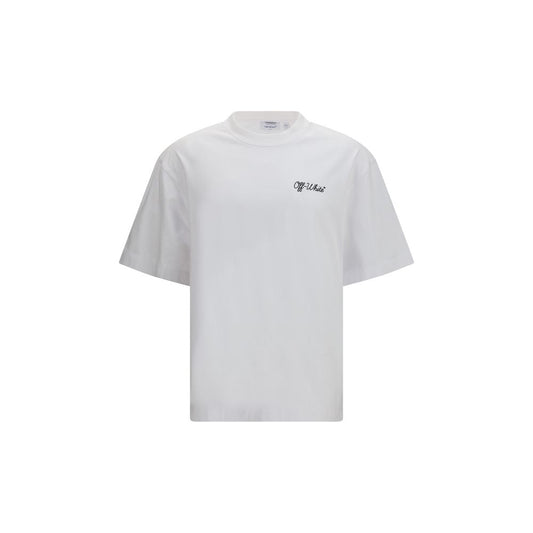Activewear T-Shirt by Off-White for men in cotton white & print features an athletic silhouette with short-sleeve sleeves and a crew neckline neckline, enhanced by high-performance .