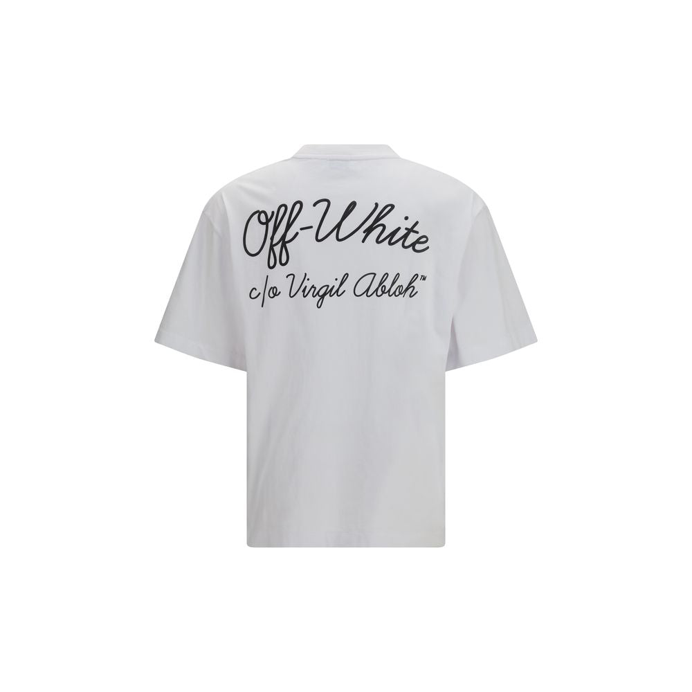 Activewear T-Shirt by Off-White for men in cotton white & print features a sporty silhouette with and crew neckline, showcasing innovative for a sporty finish.