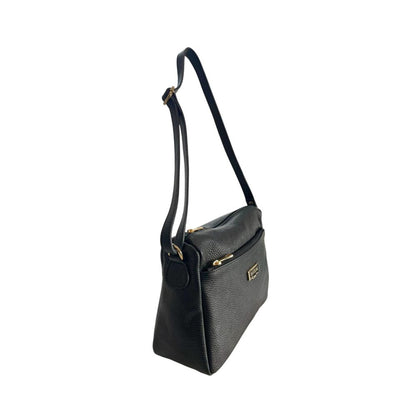 Crossbody Handbag by Baldinini Trend for women in cowhide black & gold features a transformative elegance silhouette, showcasing a secure zipper, organized built-in-compartments & external-pockets, and versatile crossbody-strap, shoulder-strap & adjustable-strap for a transformative elegance look.