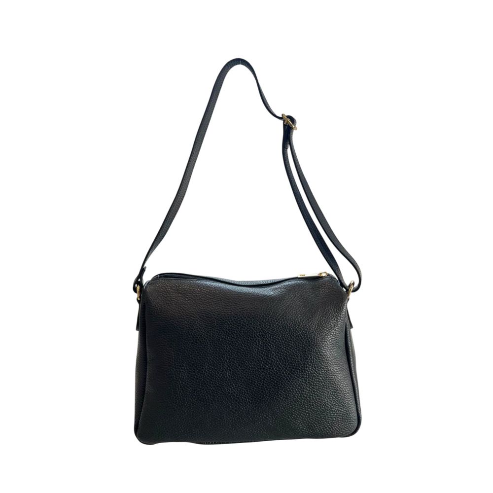 Crossbody Handbag by Baldinini Trend for women in cowhide black & gold showcases a versatile sophistication silhouette, featuring a secure zipper, versatile sophistication built-in-compartments & external-pockets, and versatile crossbody-strap, shoulder-strap & adjustable-strap for a versatile sophistication finish.