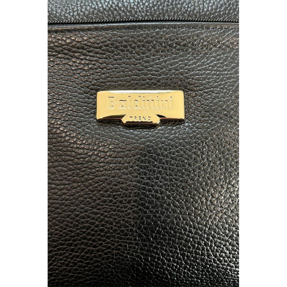 Crossbody Handbag by Baldinini Trend for women in cowhide black & gold features a versatile chic silhouette, meticulously detailed with a secure zipper, ample built-in-compartments & external-pockets, and versatile crossbody-strap, shoulder-strap & adjustable-strap.