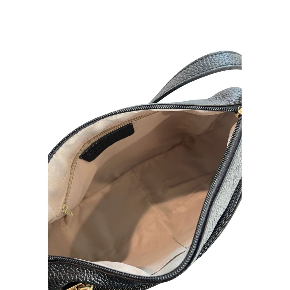 Crossbody Handbag by Baldinini Trend for women in cowhide black & gold features an multi-faceted design with a secure zipper, ample built-in-compartments & external-pockets, and versatile crossbody-strap, shoulder-strap & adjustable-strap for a multi-faceted finish.