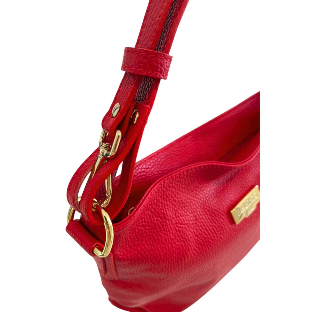 Shoulder Clutch Handbag by Baldinini Trend for women in cowhide gold & multicolor showcases a sculptural silhouette, featuring a secure zipper, ample built-in-compartments, and versatile shoulder-strap & adjustable-strap for a sculptural aesthetic.