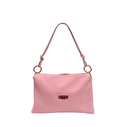 Shoulder Clutch Handbag by Baldinini Trend for women in cowhide gold & multicolor features a statuesque silhouette, showcasing a secure zipper and organized built-in-compartments with versatile shoulder-strap for statuesque evening wear.