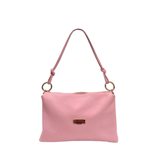 Shoulder Clutch Handbag by Baldinini Trend for women in cowhide gold & multicolor features a statuesque silhouette, showcasing a secure zipper and organized built-in-compartments with versatile shoulder-strap for statuesque evening wear.