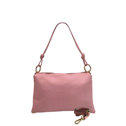 Shoulder Clutch Handbag by Baldinini Trend for women in cowhide gold & multicolor features a sculptural silhouette with a secure zipper, organized built-in-compartments, and versatile shoulder-strap for a sculptural finish.