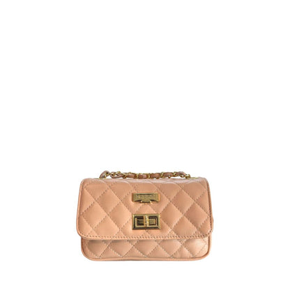Mini 2-in-1 Shoulder & Crossbody Handbag by Baldinini Trend for women in cowhide gold & multicolor features a transformative elegance silhouette, showcasing a secure , organized , and versatile crossbody-strap & shoulder-strap for a transformative elegance look.