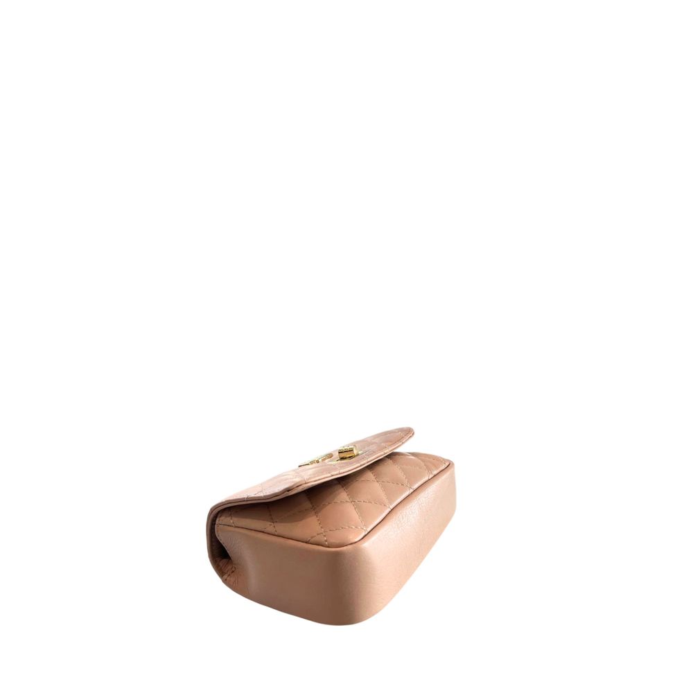 Mini 2-in-1 Shoulder & Crossbody Handbag by Baldinini Trend for women in cowhide gold & multicolor features a versatile chic silhouette, meticulously detailed with a secure , ample , and versatile crossbody-strap & shoulder-strap.