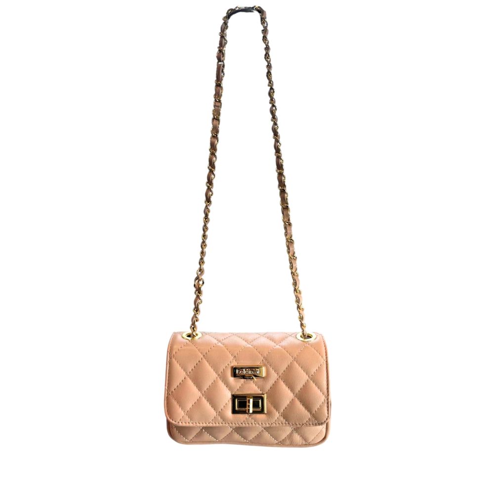Mini 2-in-1 Shoulder & Crossbody Handbag by Baldinini Trend for women in cowhide gold & multicolor features a transformative sophistication silhouette, showcasing a secure , ample , and versatile crossbody-strap & shoulder-strap for a transformative sophistication look.