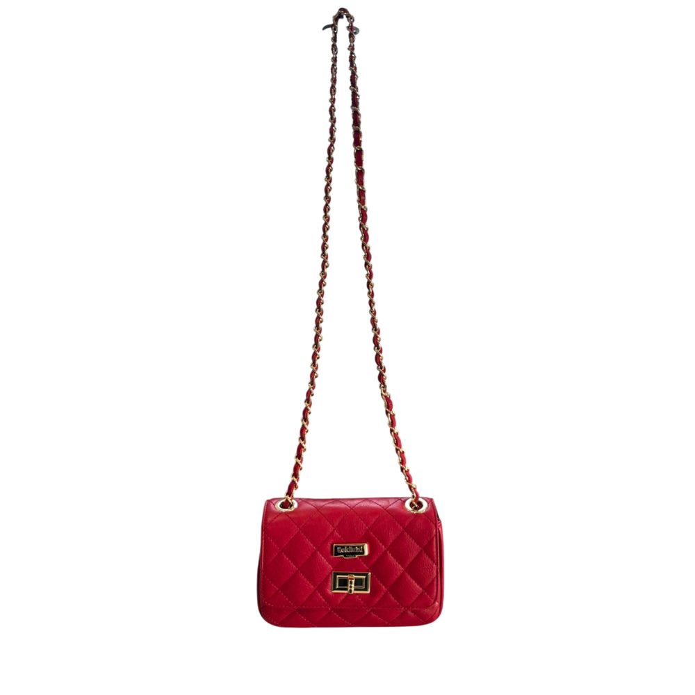 Mini 2-in-1 Shoulder & Crossbody Handbag by Baldinini Trend for women in cowhide gold & multicolor features a transformative sophistication silhouette, showcasing a secure , ample , and versatile crossbody-strap & shoulder-strap for a transformative sophistication look.