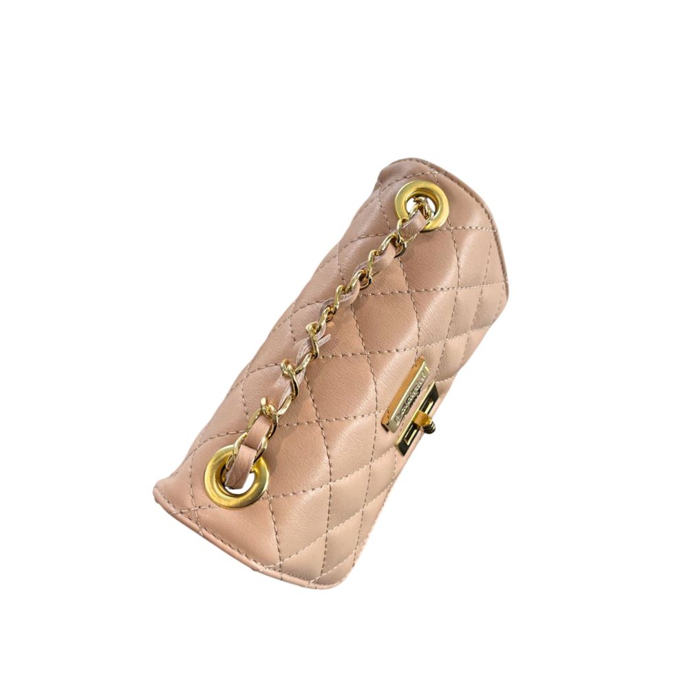 Mini 2-in-1 Shoulder & Crossbody Handbag by Baldinini Trend for women in cowhide gold & multicolor features a multifaceted silhouette, showcasing a secure and multifaceted with versatile crossbody-strap & shoulder-strap for multifaceted style.