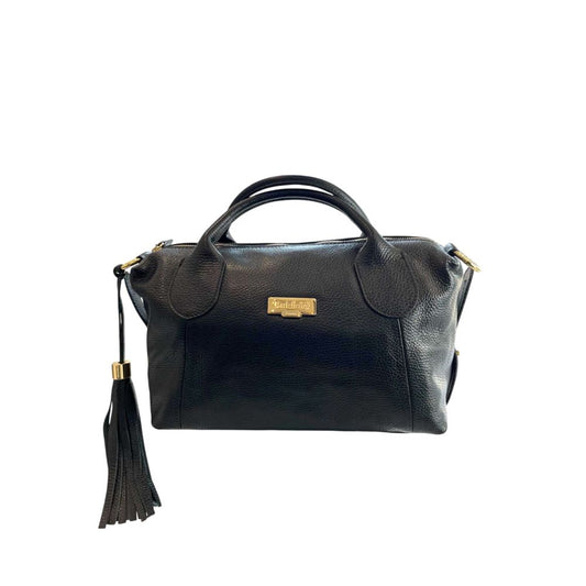 Shoulder Bag by Baldinini Trend for women in cowhide black & gold features a effortless chic silhouette with a secure zipper, ample built-in-compartments, and versatile shoulder-strap & adjustable-strap for a effortless chic finish.