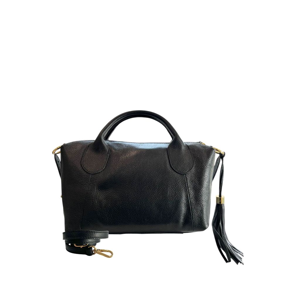 Shoulder Bag by Baldinini Trend for women in cowhide black & gold features an effortlessly chic silhouette with a secure zipper, ample built-in-compartments, and versatile shoulder-strap & adjustable-strap for effortlessly chic everyday luxury.