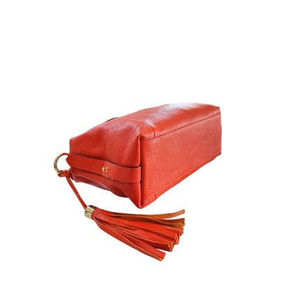Shoulder Bag by Baldinini Trend for women in cowhide gold & orange features an effortlessly chic silhouette with a secure zipper, ample built-in-compartments, and versatile shoulder-strap & adjustable-strap for effortlessly chic everyday luxury.