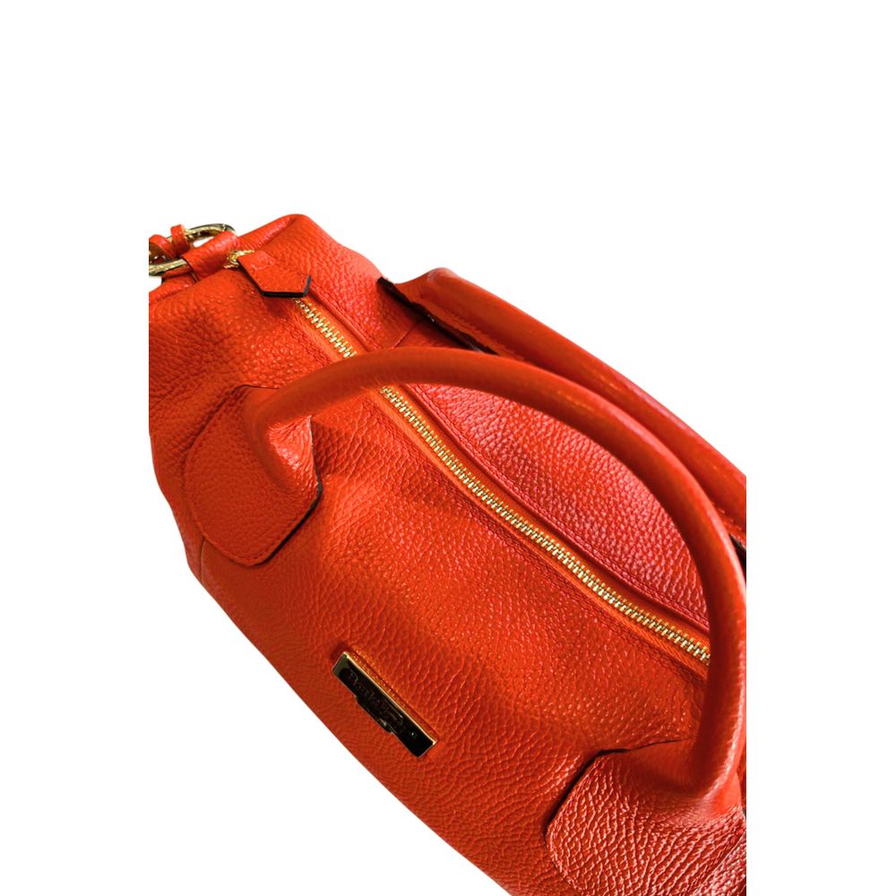 Shoulder Bag by Baldinini Trend for women in cowhide gold & orange features a stately silhouette, showcasing a secure zipper, ample built-in-compartments, and stately shoulder-strap & adjustable-strap for a stately finish.