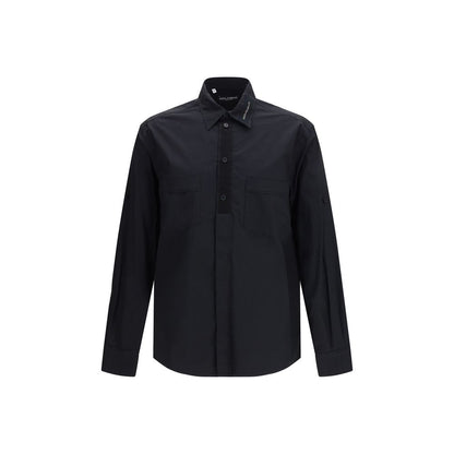 Shirt by Dolce & Gabbana for men in stretch cotton black & gold showcases a sharp silhouette, elegantly detailed with a sharp and sharp long-sleeve.