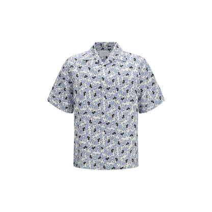 Shirt by Prada for men in cotton & silk multicolor, pearl, patterned, floral, signature & print showcases a sharp silhouette, elegantly detailed with a sharp and sharp short-sleeve.