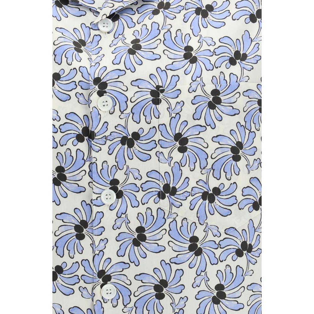 Shirt by Prada for men in cotton & silk multicolor, pearl, patterned, floral, signature & print, featuring a nuanced and nuanced for a sophisticated finish.