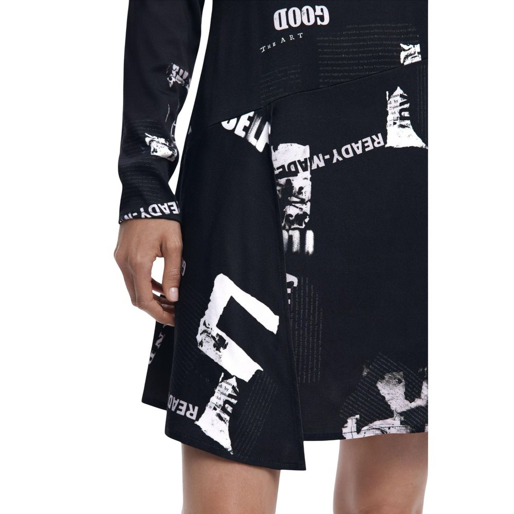 Dress by Desigual for women in strech viscose black showcases a striking silhouette, elegantly detailed with a , refined , and a striking short for a striking finish.