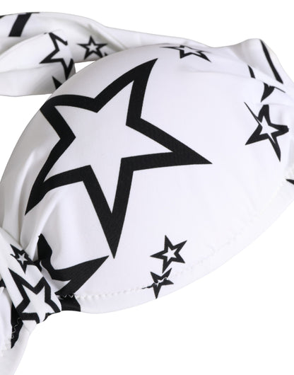 Dolce & Gabbana Star Women's Stretch Nylon Swimwear Top - White Print