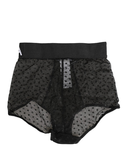 Dolce & Gabbana Black Logo Girdle High Waist Panty Underwear