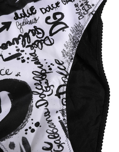 Dolce & Gabbana Black White Graphic Logo High Brief Underwear