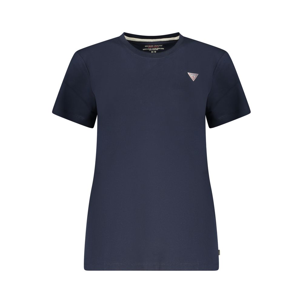 T-Shirt by Guess Jeans for women in organic cotton blue features an on trend silhouette, perfectly showcasing a on trend short-sleeve and crew neckline for an elevated aesthetic.