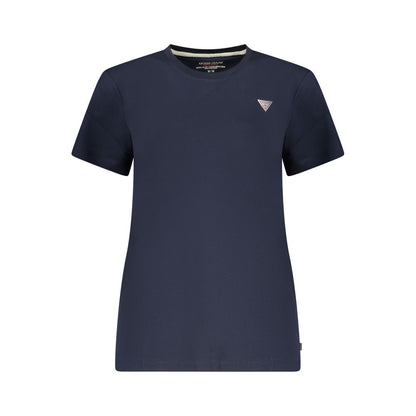 T-Shirt by Guess Jeans for women in organic cotton blue features an on trend silhouette, perfectly showcasing a on trend short-sleeve and crew neckline for an elevated aesthetic.