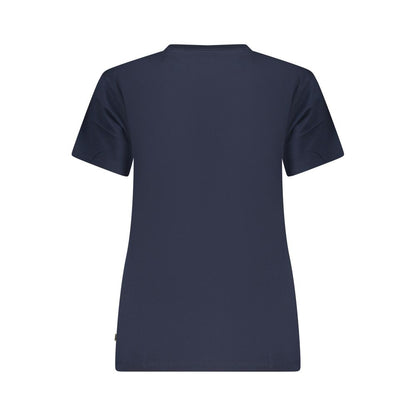 T-Shirt by Guess Jeans for women in organic cotton blue showcases a dramatic silhouette, elegantly detailed with a dramatic crew neckline and for a truly dramatic finish.