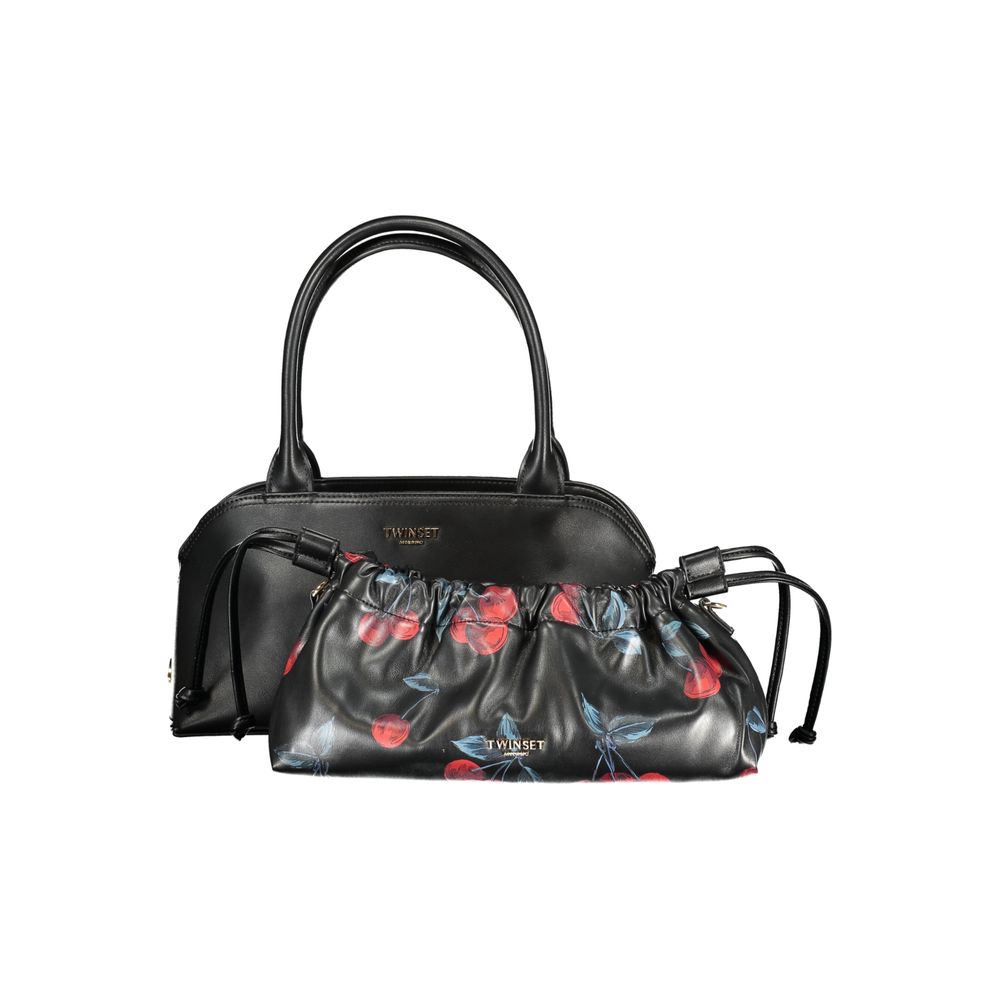 Drawstring Pouch Handbag by Twinset for women in polyethylene black, patterned & signature presents a ornamental silhouette, showcasing a secure drawstring, ample cardholder, and versatile shoulder-strap, adjustable-strap & handle for a ornamental finish.