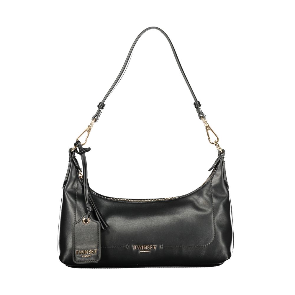 Handbag by Twinset for women in polyethylene black & signature features a ornamental silhouette, showcasing a secure zipper, ample cardholder, and ornamental shoulder-strap, adjustable-strap, detachable-strap & handle for a sophisticated look.