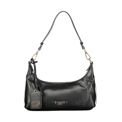 Handbag by Twinset for women in polyethylene black & signature features a ornamental silhouette, showcasing a secure zipper, ample cardholder, and ornamental shoulder-strap, adjustable-strap, detachable-strap & handle for a sophisticated look.