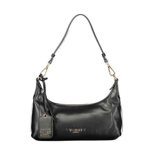 Handbag by Twinset for women in polyethylene black & signature features a ornamental silhouette, showcasing a secure zipper, ample cardholder, and ornamental shoulder-strap, adjustable-strap, detachable-strap & handle for a sophisticated look.