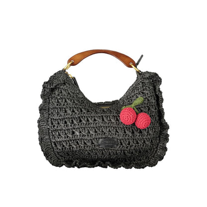 Handbag by Twinset for women in polyester black features a signature silhouette, showcasing a secure zipper and signature cardholder with versatile shoulder-strap, handle & adjustable-strap for a sophisticated look.