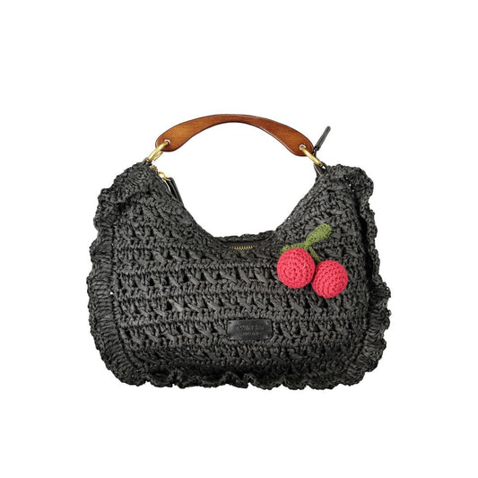 Handbag by Twinset for women in polyester black features a signature silhouette, showcasing a secure zipper and signature cardholder with versatile shoulder-strap, handle & adjustable-strap for a sophisticated look.