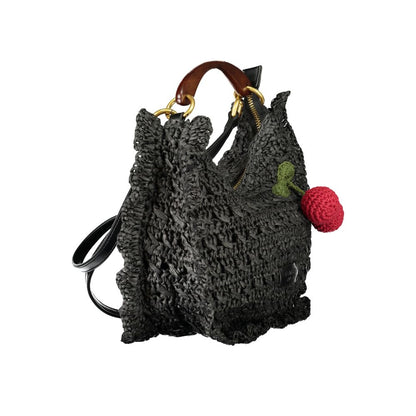 Handbag by Twinset for women in polyester black features a ornamental silhouette, showcasing a secure zipper, ample cardholder, and ornamental shoulder-strap, handle & adjustable-strap for a sophisticated look.