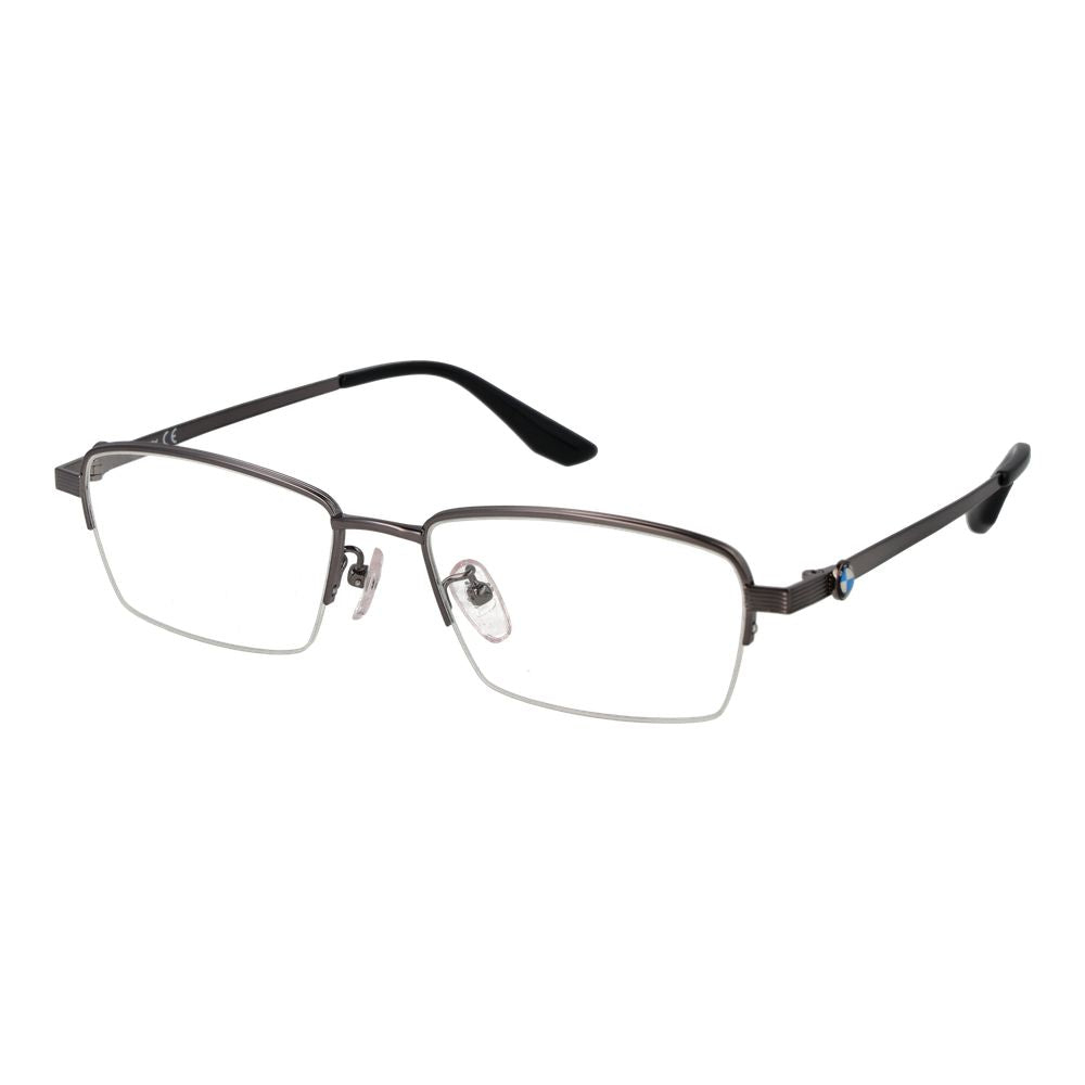 Eyeglasses Frames by BMW for men in titanium and gray showcases a refined silhouette, detailed with a gunmetal coloured frame finish and a sophisticated half-frame frame design.