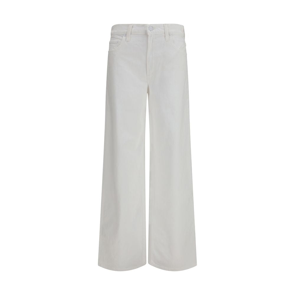 Jeans by Mother Denim for women in stretch denim cotton white features a polished silhouette with a polished regular-fit & wide, reaching a polished long and finished with a polished high rise.