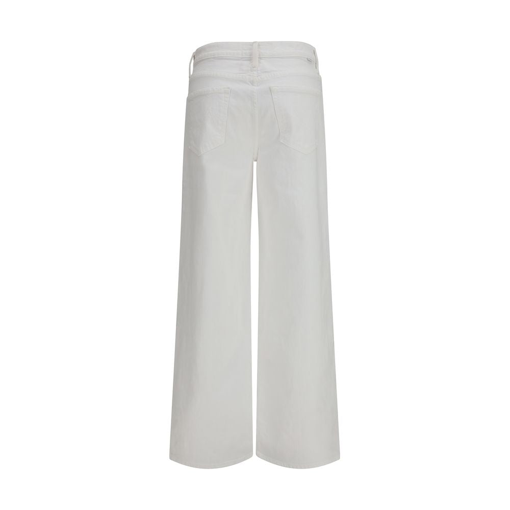 Jeans by Mother Denim for women in stretch denim cotton white presents a tailored silhouette, showcasing a tailored regular-fit & wide and long cut with a refined high rise for a truly tailored aesthetic.