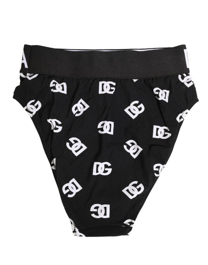 Dolce & Gabbana White Black Logo Waistband Midi Brief Underwear
