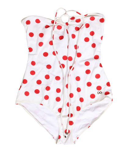 Dolce & Gabbana Women's Stretch Nylon One-Piece Swimsuit - Red White Patterned